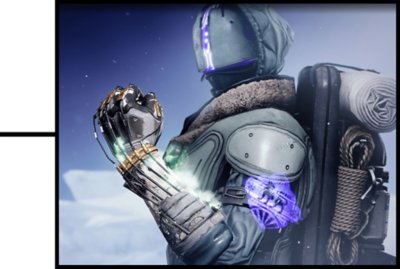 Destiny 2 Beyond Light screenshot showing a masked character clenching their fist in front of their chest
